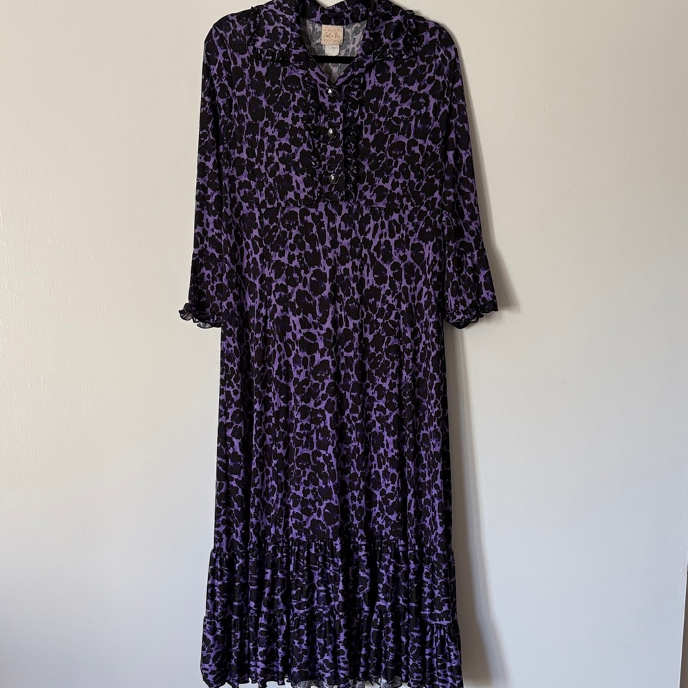 Zadie B’s Chic Long Sleeve Purple Patterned Dress